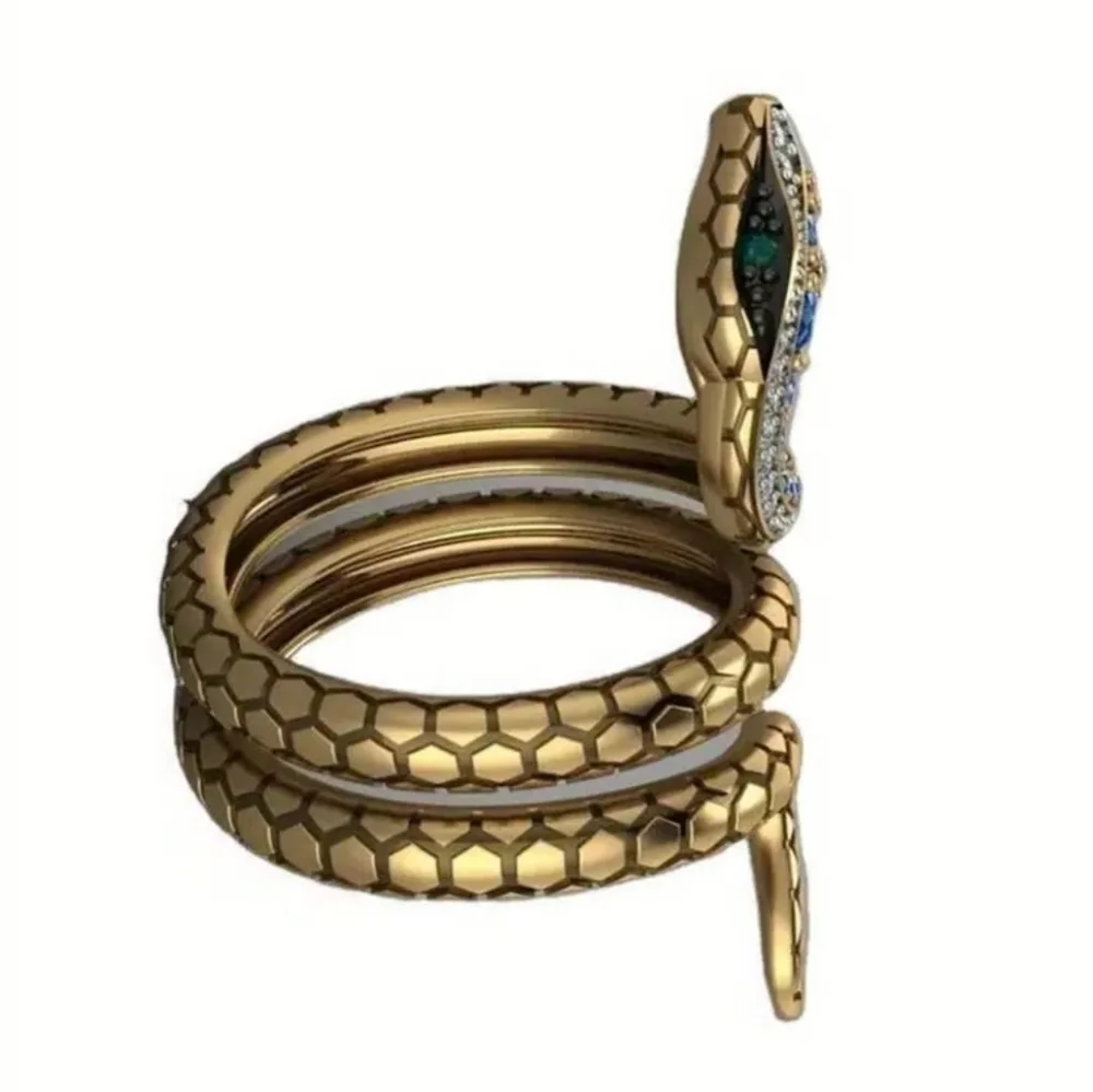 Women's Gold and Blue Snake Ring